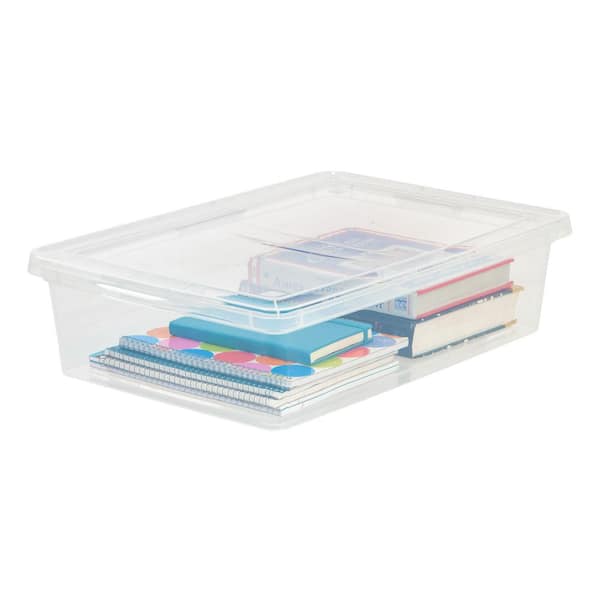 IRIS 17 Qt. Divided Storage Box in Clear 166070 - The Home Depot