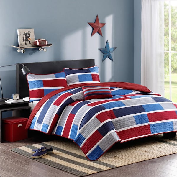 Intelligent Design Nicholas 3-Piece Navy Twin Coverlet Set