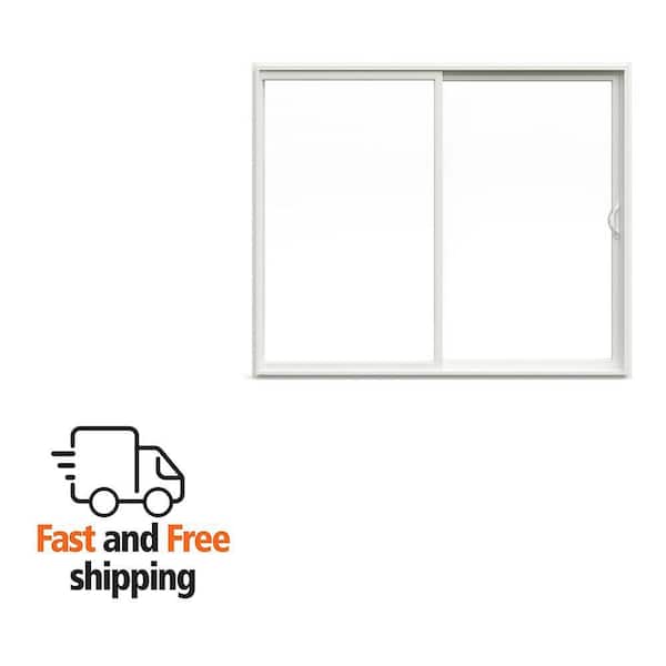 V-2500 96 in. x 80 in. x 4-9/16 in. Jamb White Vinyl Right-Hand Sliding Patio Door with Low-E Glass (Screen Included)
