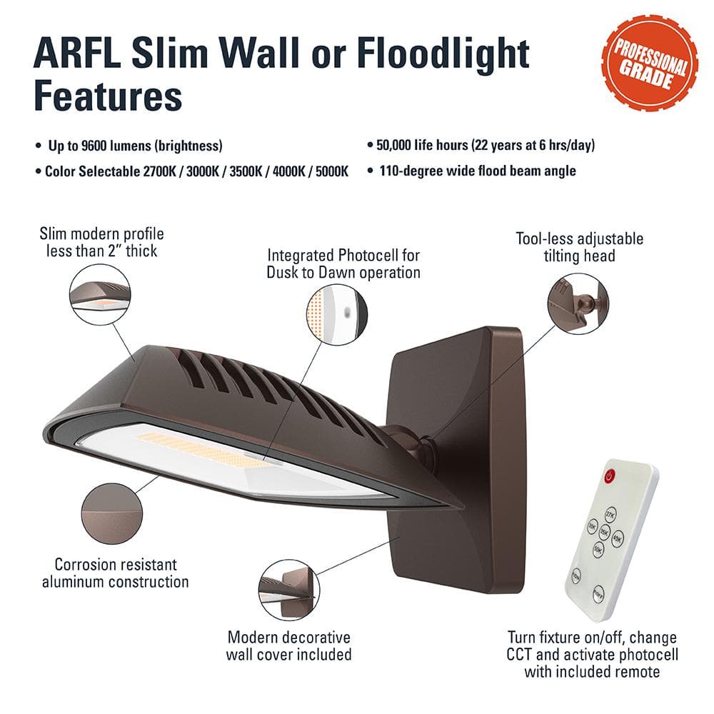 Bronze 80-Watt Dusk to Dawn LED Floodlight with Aluminum Housing