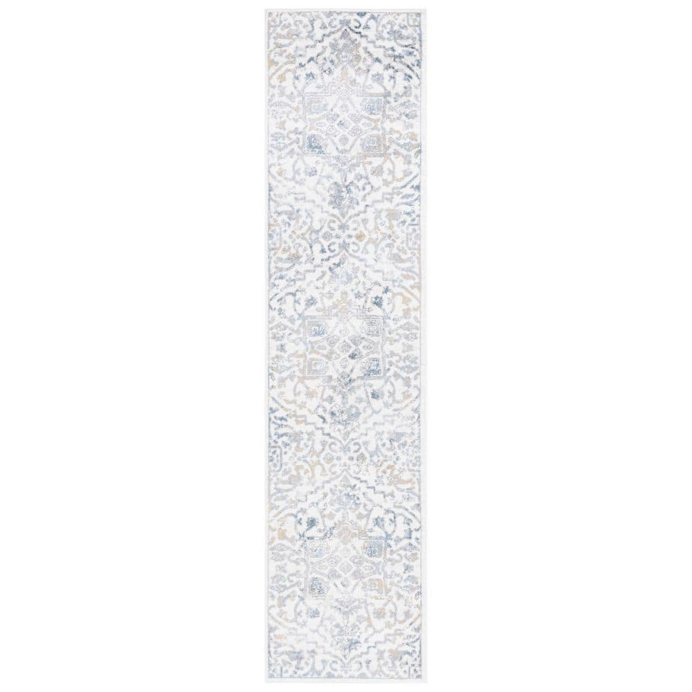 UPC 195058807418 product image for Layla 2 ft. x 9 ft. Ivory Gray/Blue Distressed Ornate Runner Rug | upcitemdb.com