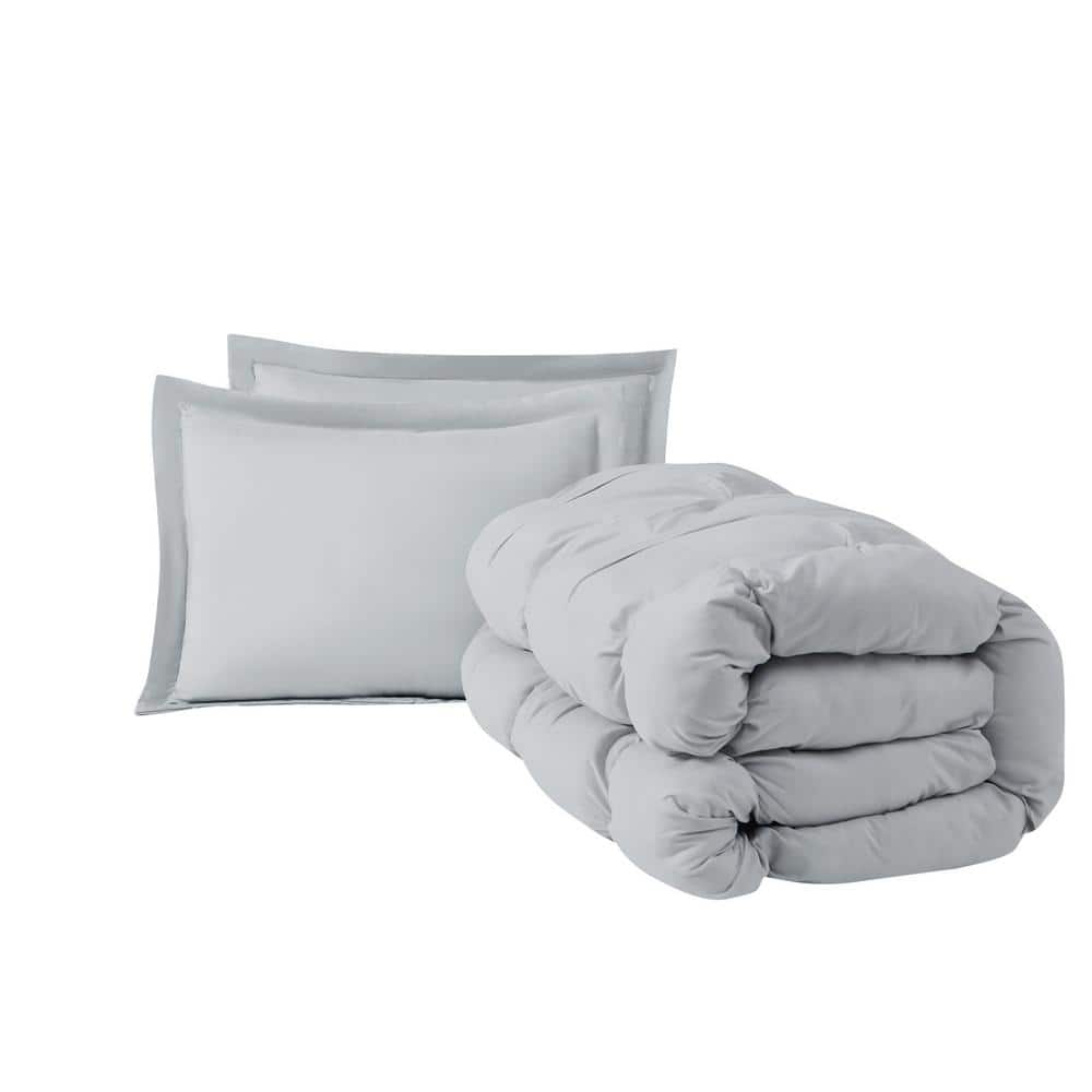King Gray Reversible Microfiber Bedspread Set