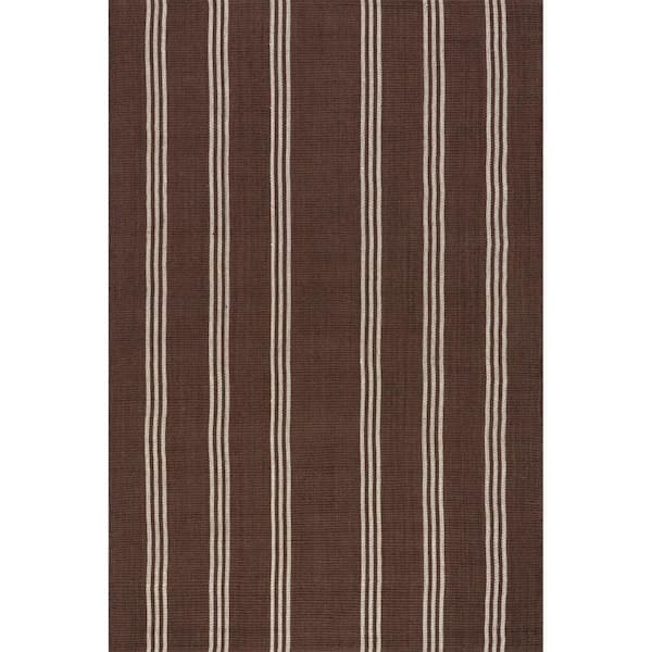 RUGS USA Hawthorn Striped Wool Dark Brown 10 ft. x 14 ft. Indoor/Outdoor Patio Area Rug