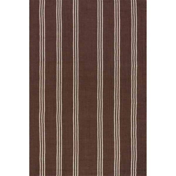 RUGS USA Hawthorn Striped Wool Dark Brown 6 ft. x 9 ft. Indoor/Outdoor Patio Area Rug