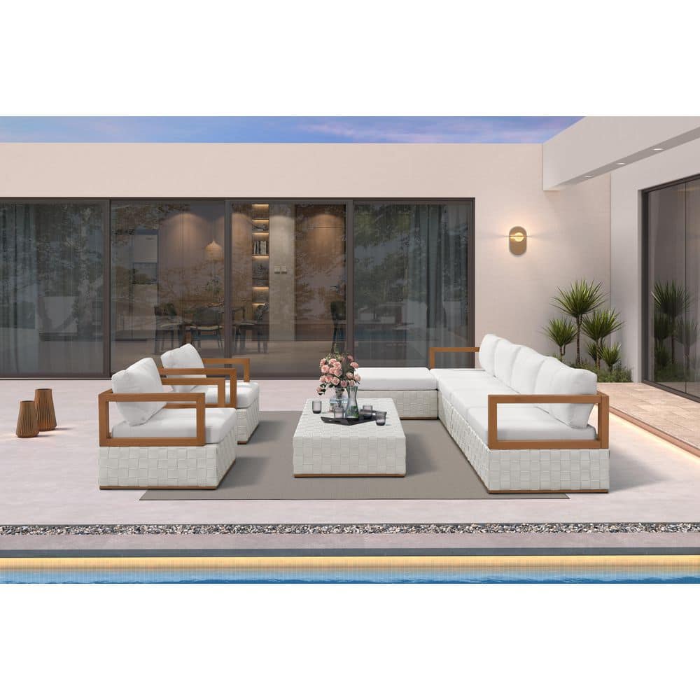 9 Pieces Patio Conversation Sets All Weather Outdoor Couch Sectional Set with Cushion Conversation Set White price history on PriceWatchPro