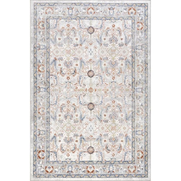 Brooklynn Floral Medallion Washable Rust 10 ft. x 14 ft. Indoor Area Rug
