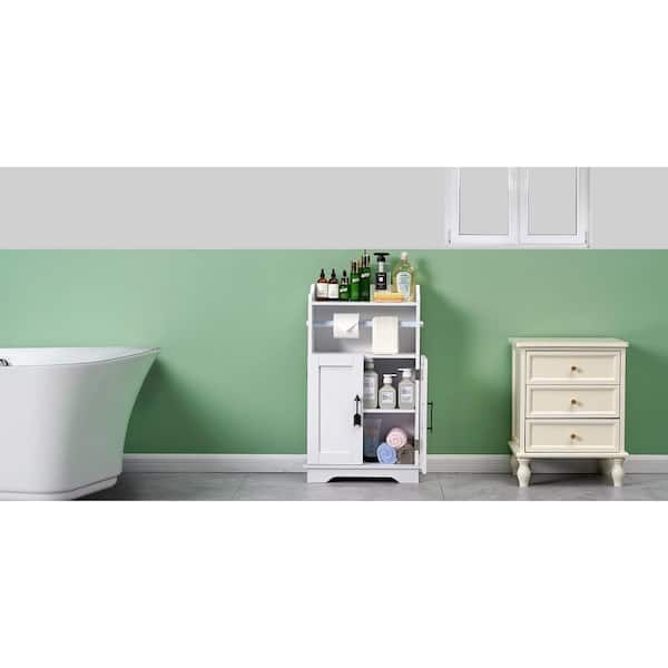 Accent Storage Organizer White 31.5 in. Accent Cabinet Office Storage Cabinet with 3 Shelves Removeable Rodod