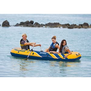 Challenger 3 Inflatable Raft Boat Set With Pump And Oars, Yellow