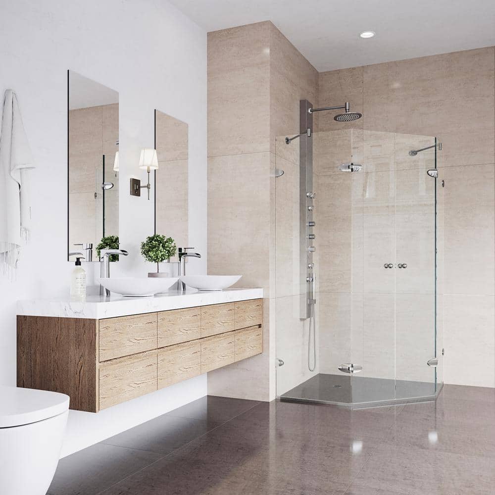 Gemini 47" Frameless Neo-Angle Shower Enclosure with Clear Glass
