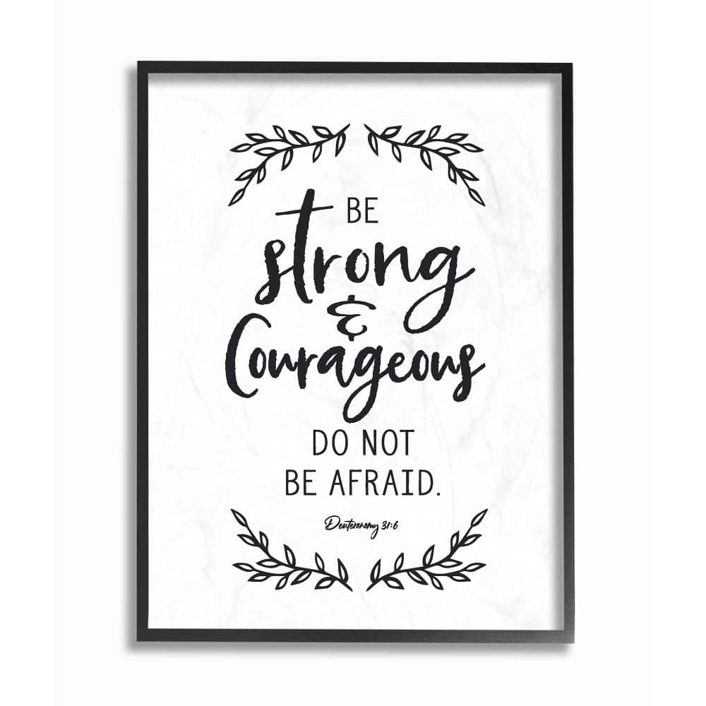 24 x 30 Designed by Design Fabrikken Black Framed Wall Art Stupell Industries Roosevelt Courage and Strength Quote Minimal White