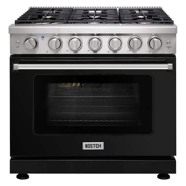 36 in. 6 Burners Freestanding Propane Gas Range in Stainless Steel with 6.0 cu. ft. Convection Oven and Black Oven Door
