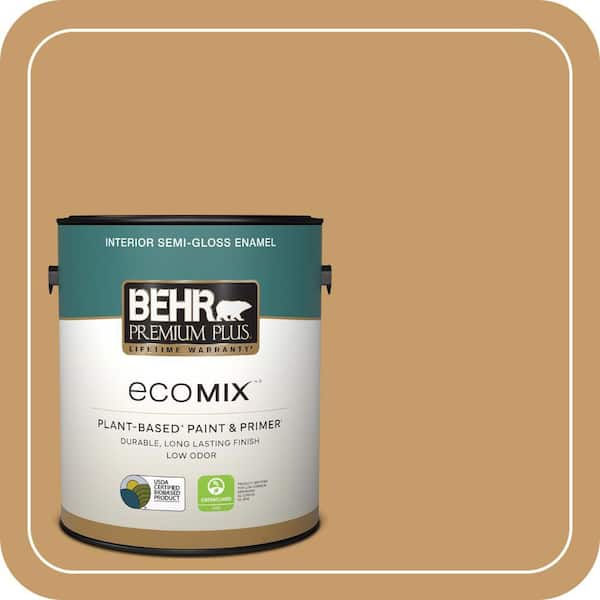 1 gal. #S290-5 Amber Autumn Semi-Gloss Enamel EcoMix Plant-Based Interior Paint & Primer
