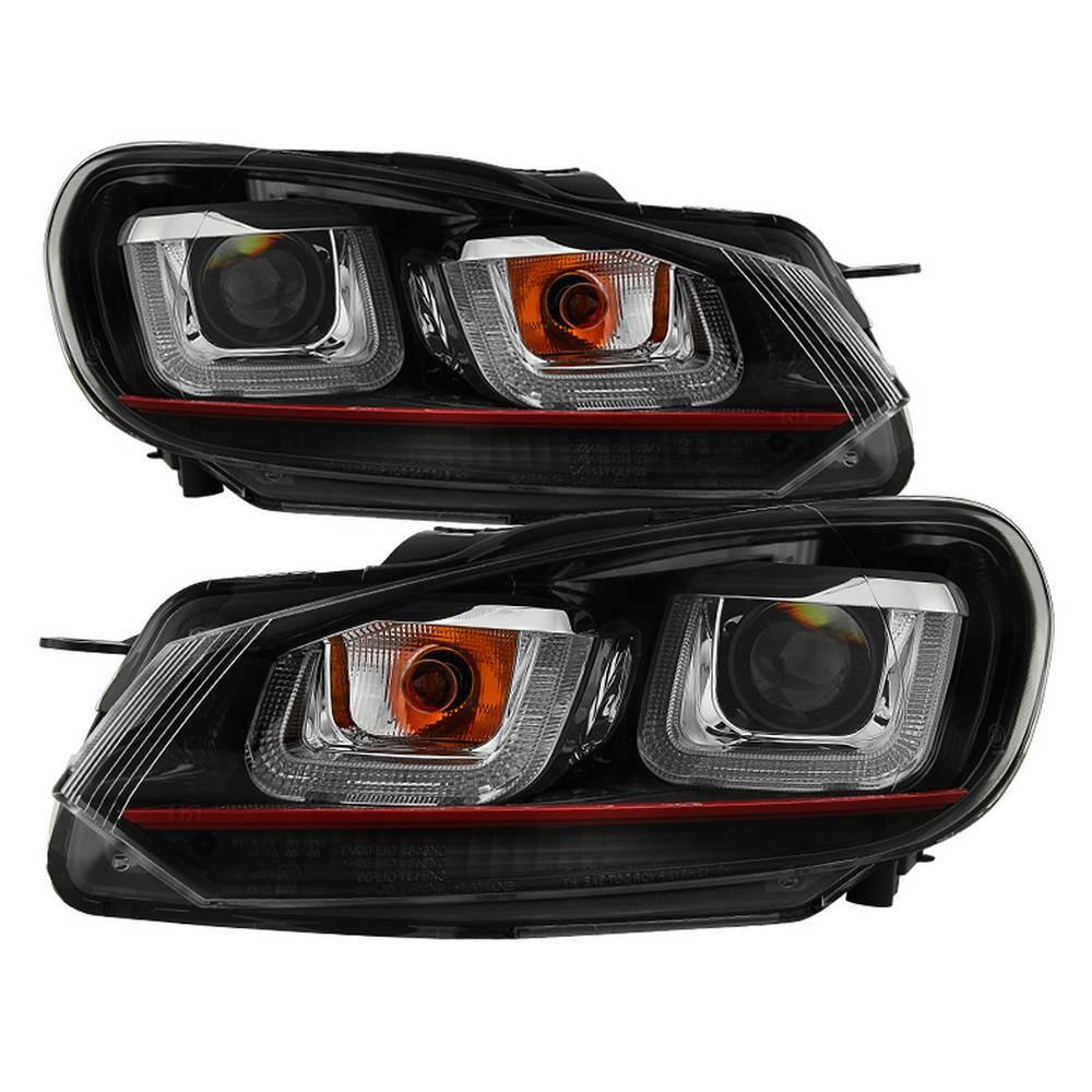 Spyder Auto Volkswagen Golf / GTI Version 3 Projector Headlights - Halogen Model Only - Dual U DRL Black 5082046 - The Depot