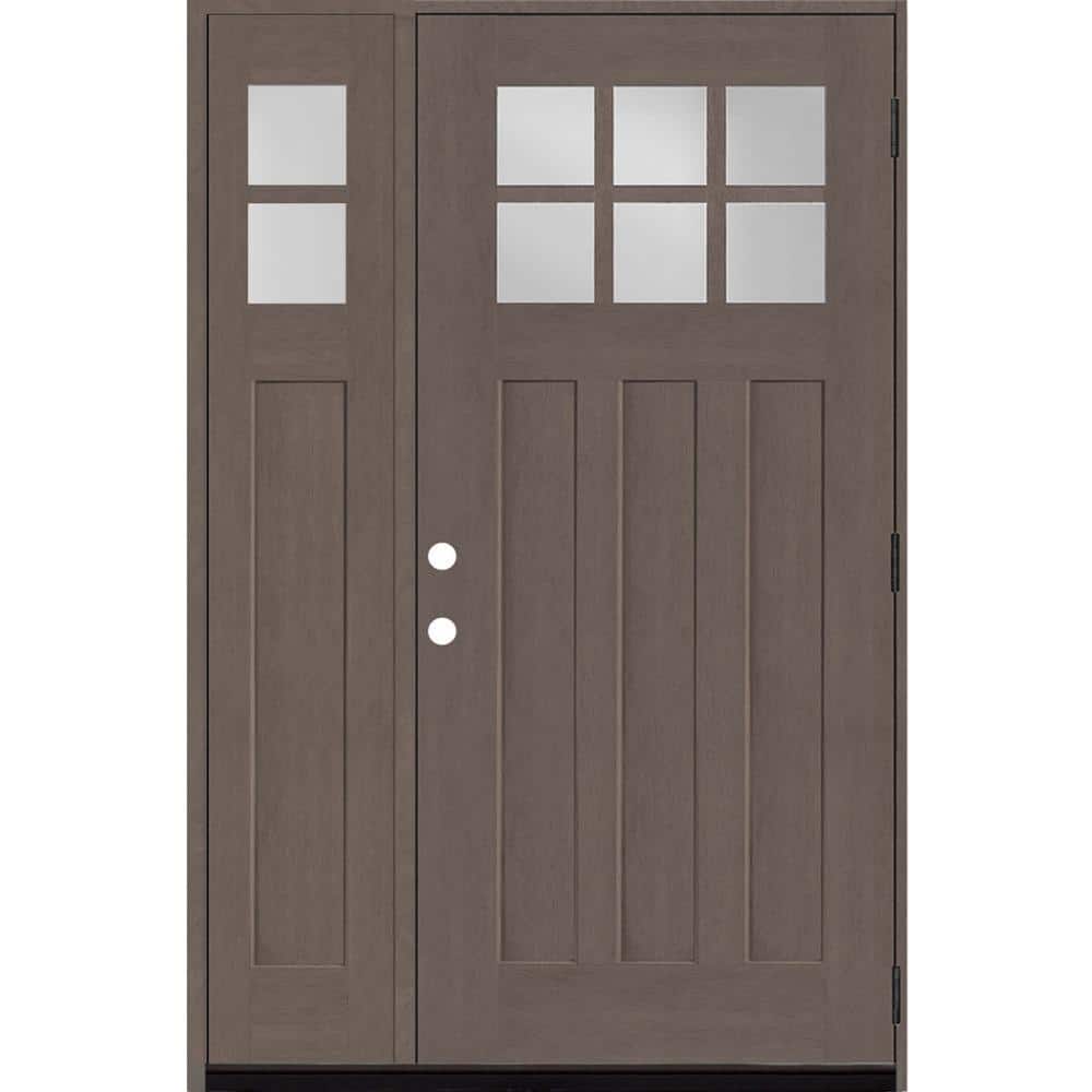 Regency 51 in. x 80 in. 6-Lite Top Lite Clear Glass LHOS Ashwood Mahogany Fiberglass Prehung Front Door 12 in. Side Lite price history on PriceWatchPro