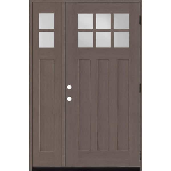 Steves & Sons Regency 51 in. x 80 in. 6-Lite Top Lite Clear Glass LHOS Ashwood Mahogany Fiberglass Prehung Front Door 12 in. Side Lite