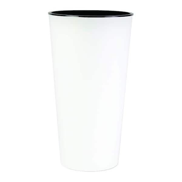 THE HC COMPANIES Cascade 13.3 in. L x 13.3 in. W x 23.14 in. H White Round Self Watering Flower Planter Pot Plastic