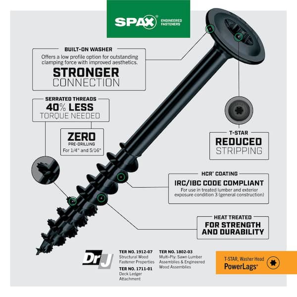 SPAX 1/4 in. x 4 in. Exterior Powerlags Washer Head Torx T-Star