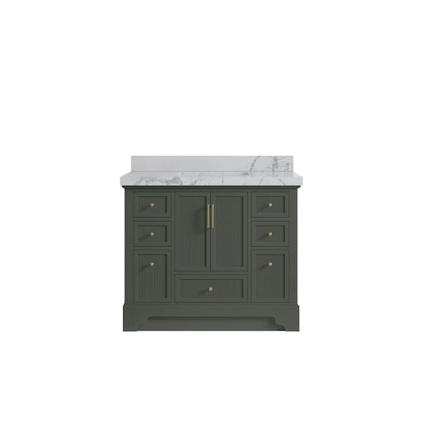 Willow Collections Alys 42 in. W x 22 in. D x 36 in. H Single Sink Bath Vanity in Pewter Green with 2 in. venatino qt top