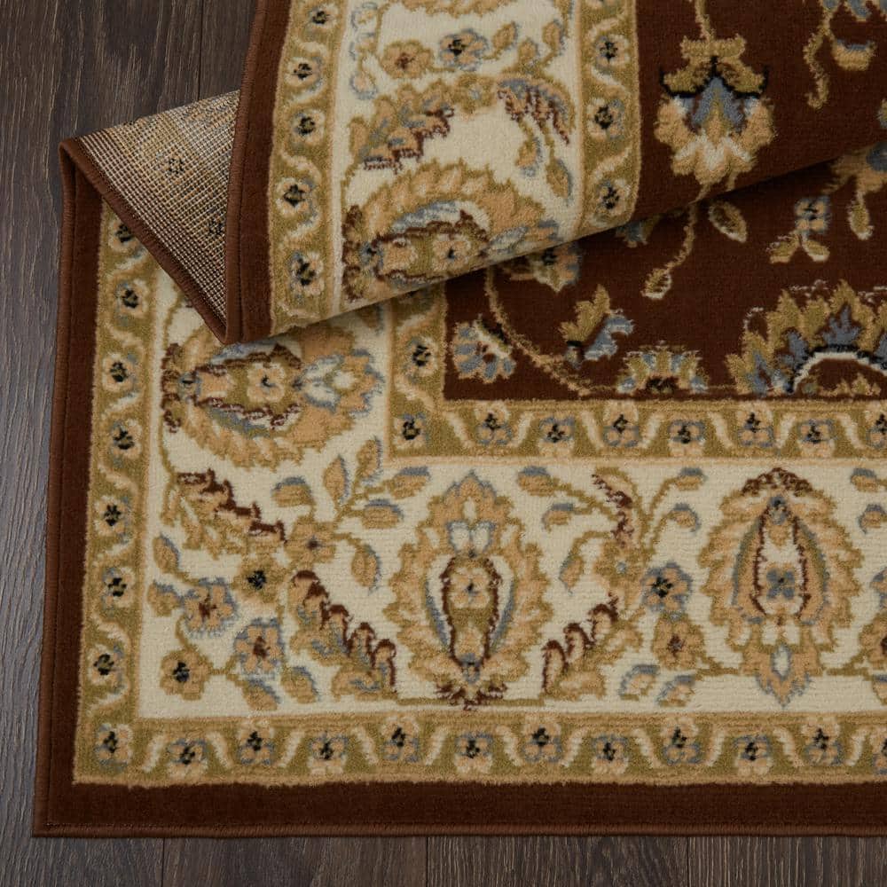 Lizette Brown and Ivory Rectangular Synthetic Area Rug