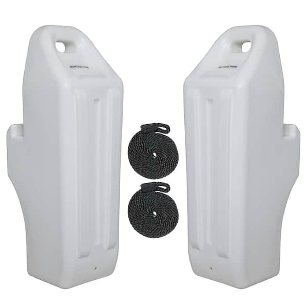 Pontoon-Specific Inflatable Boat Fender Kit-Includes Two Fenders and 3/8 in. x 6 ft. Fender Line, White
