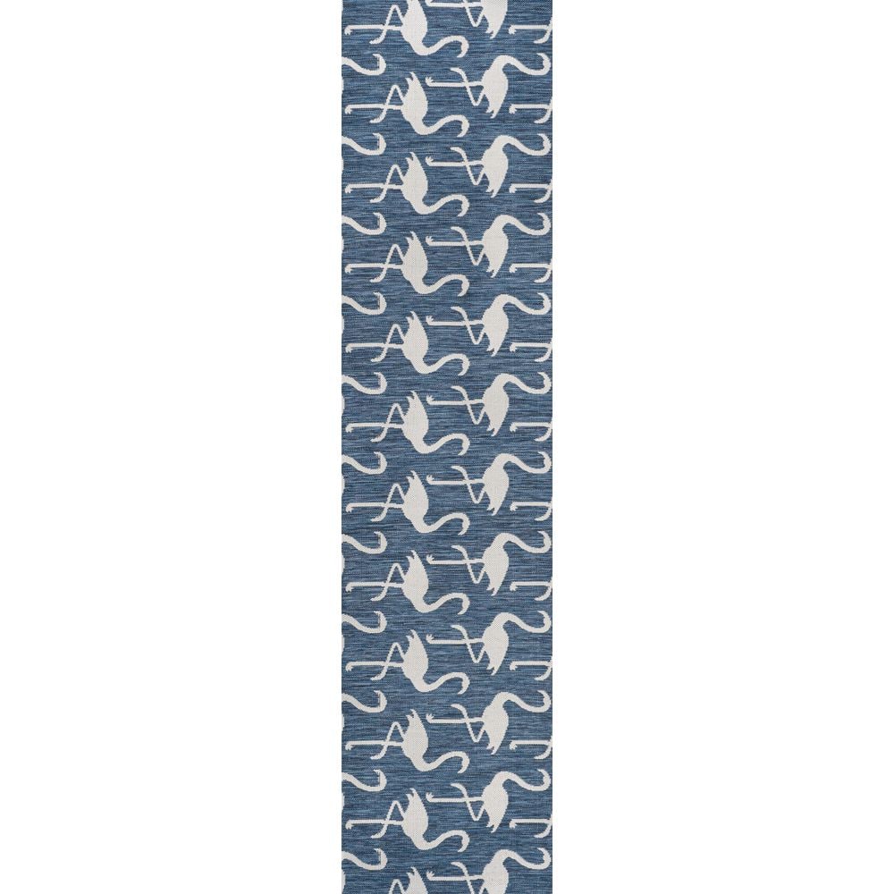 JONATHAN Y Liana Casual Coastal Flamingos 2-Tone Navy/White 2 ft. x 8 ...