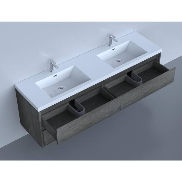 Sage 72 Double Sink Wall Mounted Modern Vanity