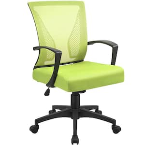 Office Green Mid Back Swivel Lumbar Support Desk, Computer Ergonomic Mesh Chair with Armrest