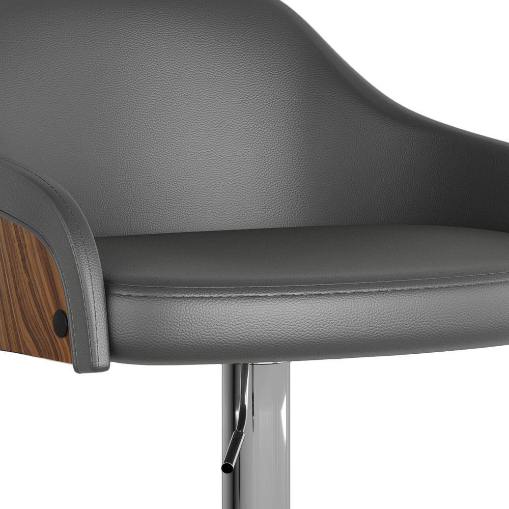 Hutton Gray Adjustable Swivel Bar Stool with Metal Base