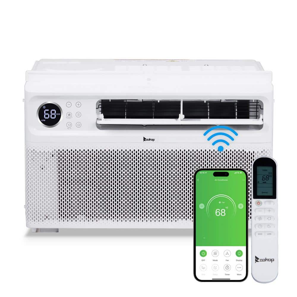 Karl home 8000 BTU (DOE) 115-Volt Inverter WIFI Window Air Conditioner Cools 350 sq. ft. with Remote in White