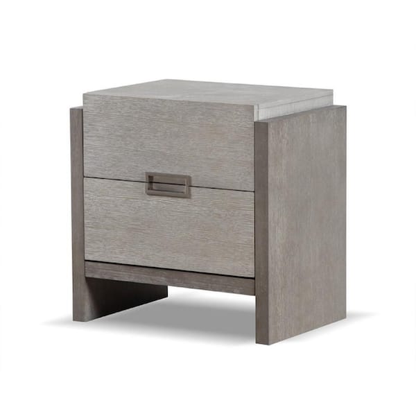 Benjara Rizvi Gray 2-Drawers 26 in. W Nightstand with Dustproof Cases