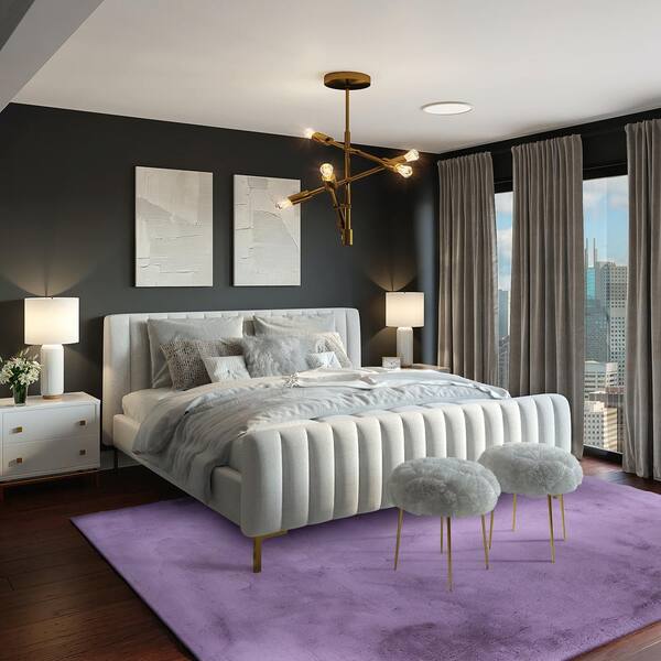 Linon Home Decor Amelia Faux Rabbit Lavender 8x10 Area rug