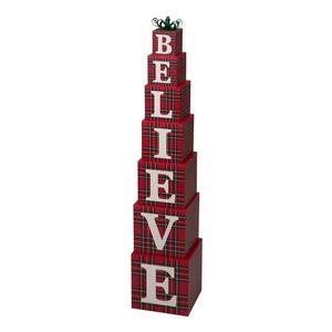 42.13 in. H Wooden Double-Sided BELIEVE Porch Decor