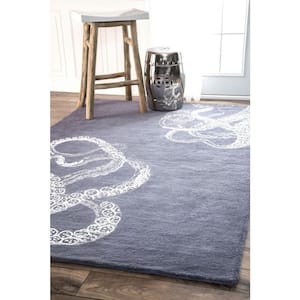 Octopus Tail Abstract Midnight 4 ft. x 6 ft. Area Rug