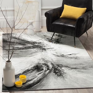 Glacier Gray/Multi 3 ft. x 3 ft. Abstract Square Area Rug