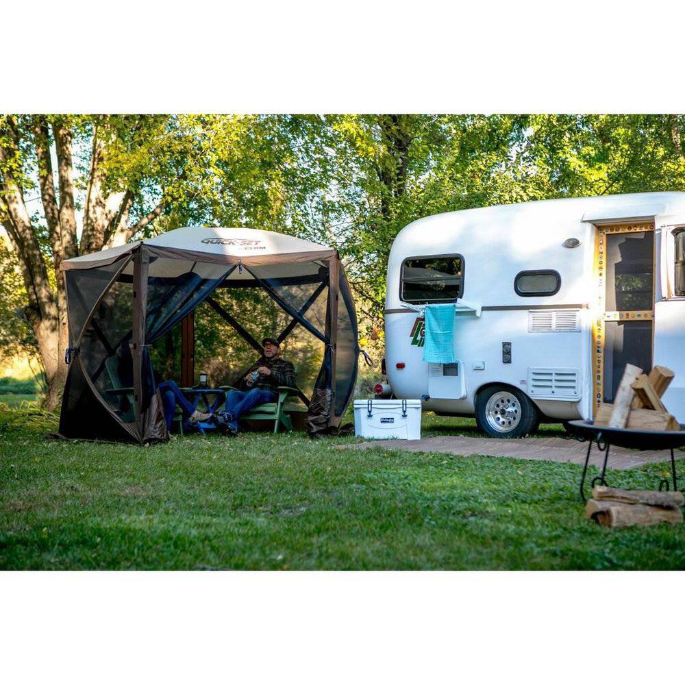 Brown 9'x9' Portable Outdoor Gazebo with Wind Panels