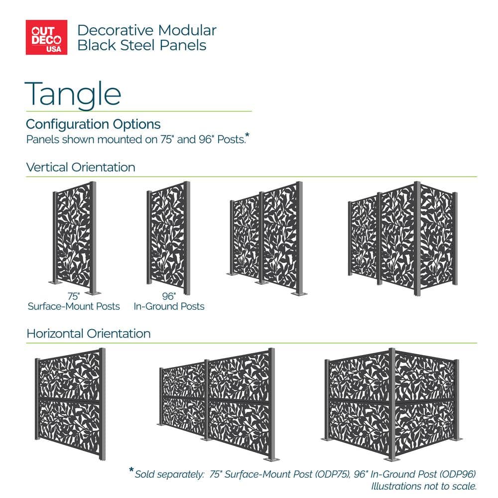 Black Powder Coated Steel 3'x6' Decorative Panel