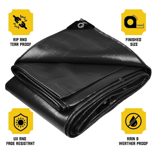 CORE TARPS 20 ft. x 20 ft. Black 20 Mil Heavy Duty