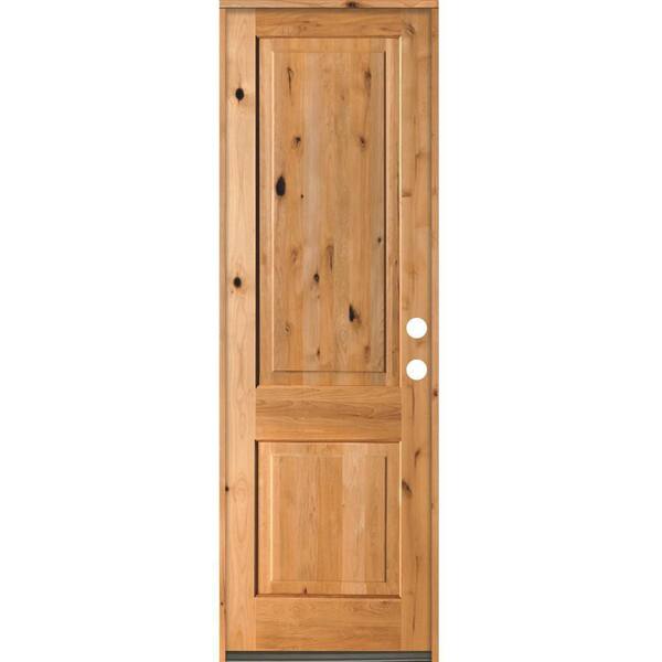Krosswood Doors 30 in. x 96 in. Rustic Knotty Alder Square Top Clear Stain Left-Hand Inswing Wood Single Prehung Front Door