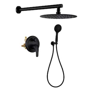 Single Handle 5-Spray High Pressure Shower Faucet with 10 in. Rain Shower Head in Black (Valve Included)