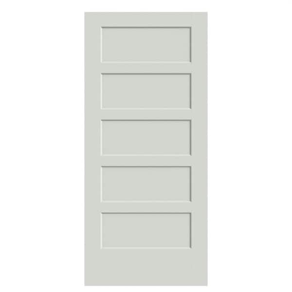 36 in. x 80 in. 5-Panel Bayshore Single Bore Hollow Core Ultra-Pure White Molded Composite Interior Door Slab
