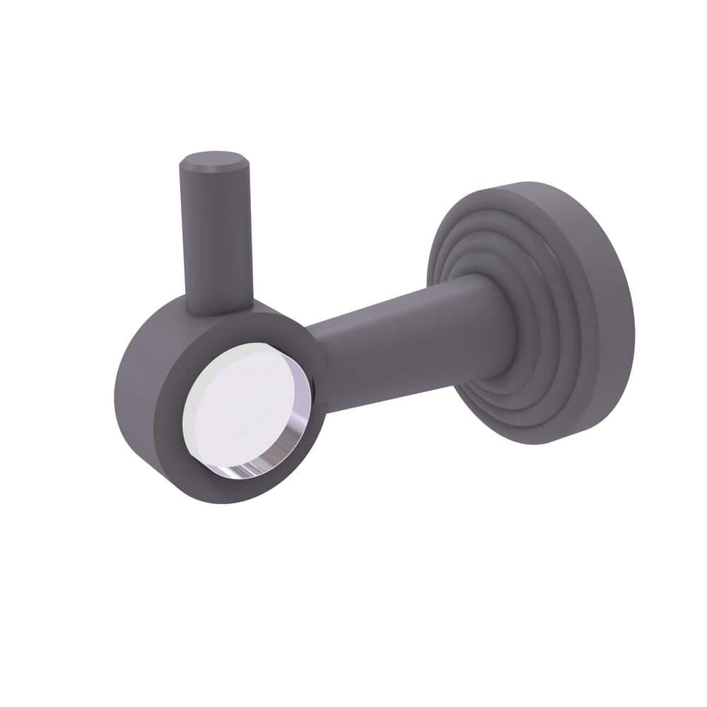 Matte Gray Solid Brass and Acrylic Robe Hook
