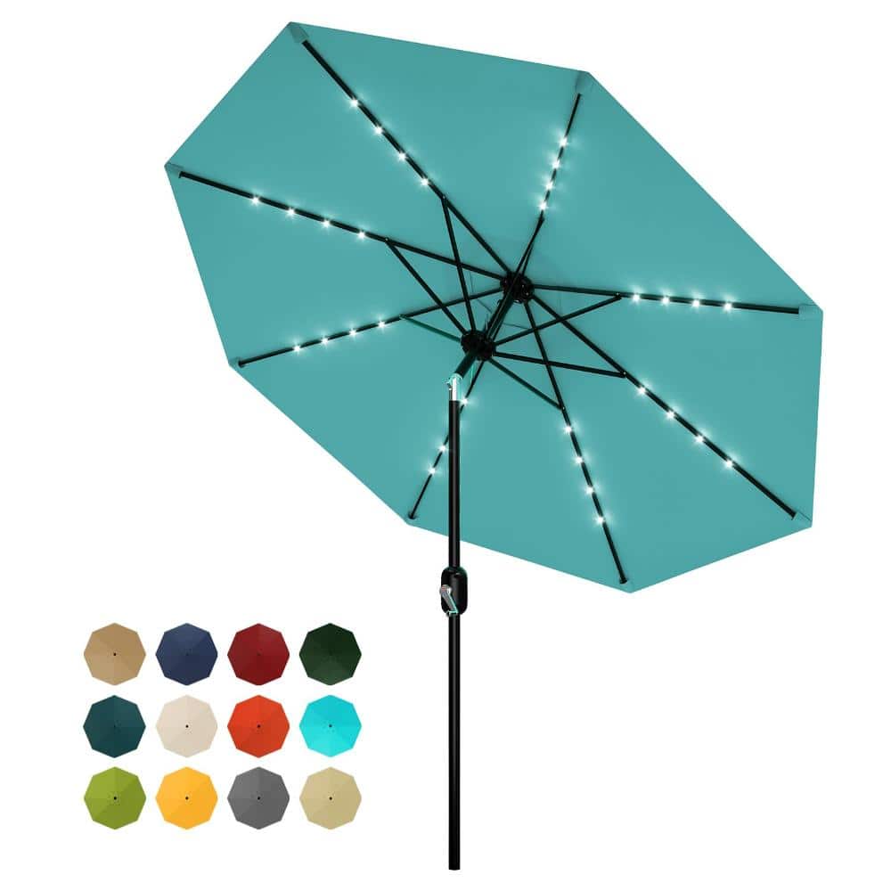 Waterproof UV-Resistant Turquoise Blue 10FT Patio Umbrella with Solar LED Lights price history on PriceWatchPro