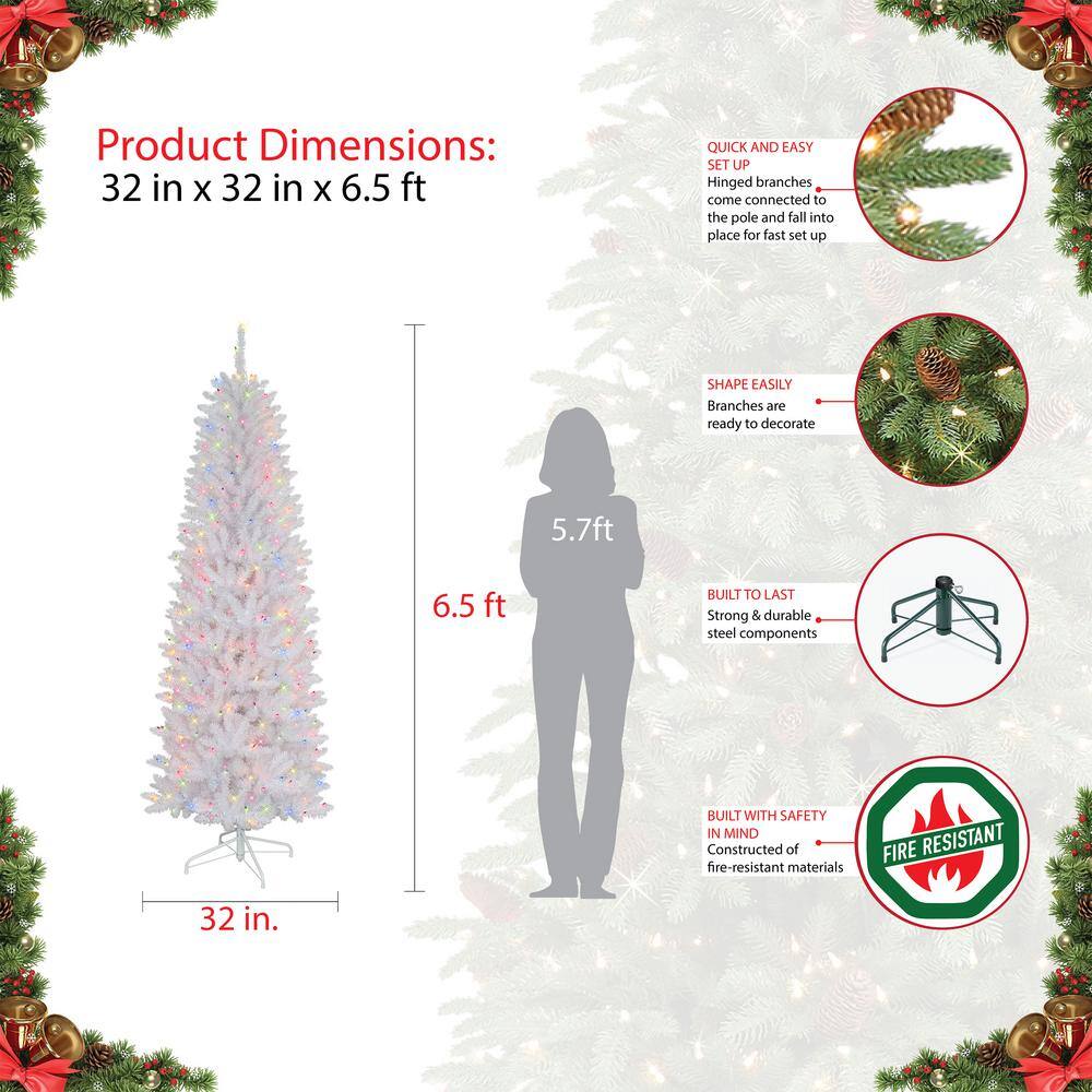White Pre-Lit Fraser Fir Pencil Christmas Tree with Clear Lights