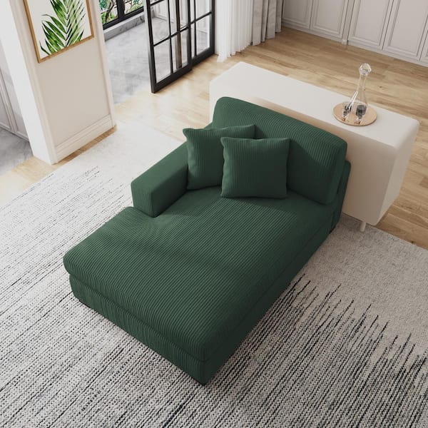 Uixe Hunter Green Corduroy Polyester Left Arm Facing Sectional