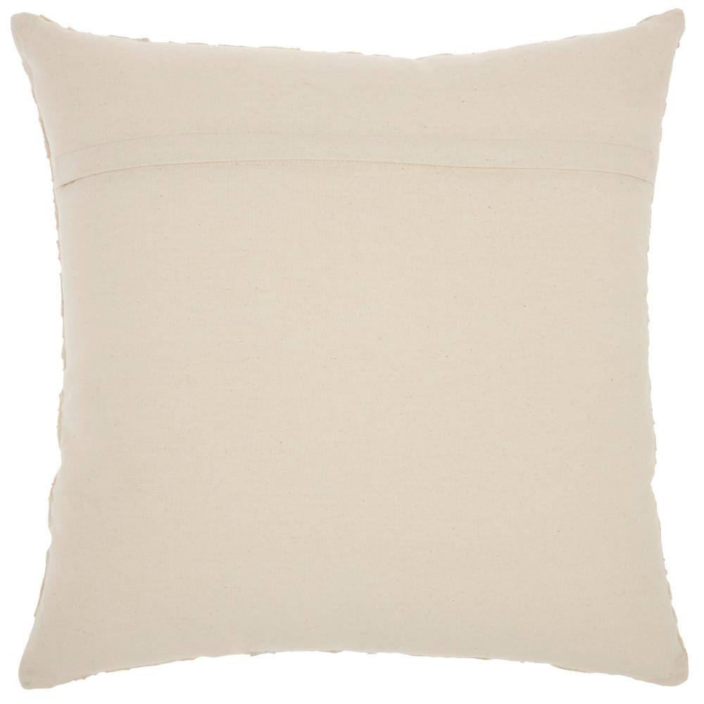 Ivory and Silver Embroidered Cotton Square Throw Pillow