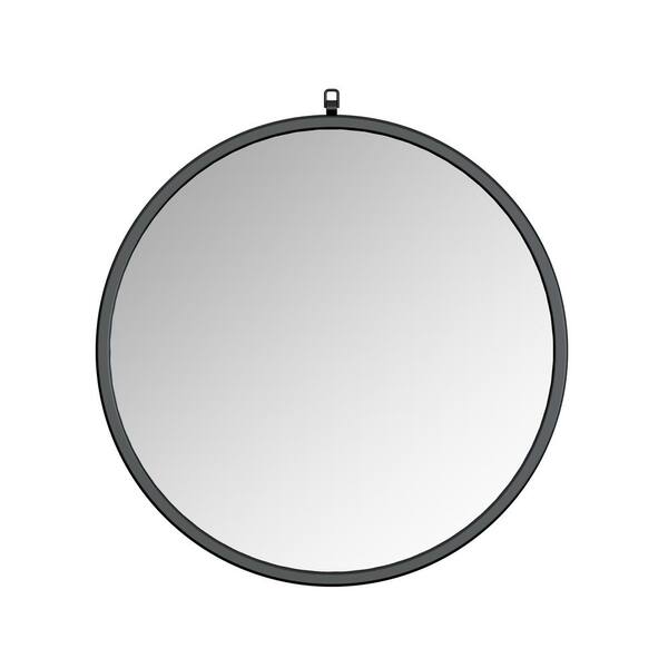 A&E Haylo 32 in. W x 32 in. H Medium Round Metal Framed Wall Bathroom Vanity Mirror in Black Matte
