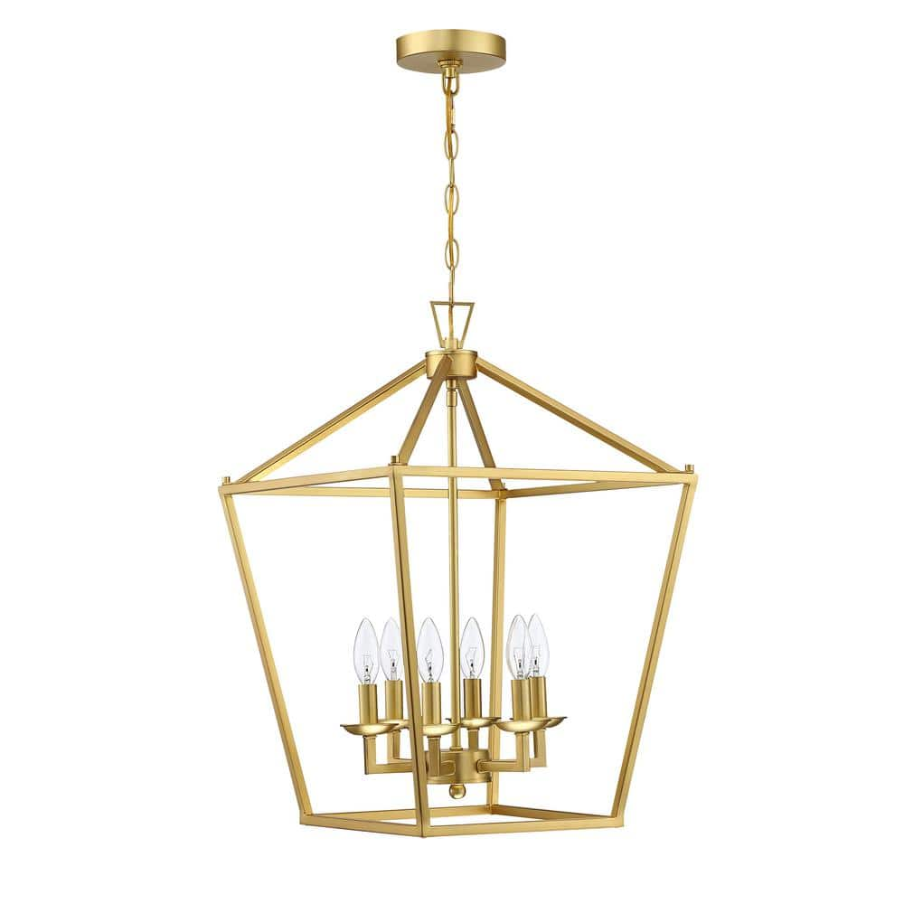 BOEKA ARCTURUS 6-Light Chandelier Golden Finish Chandelier with Steel ...