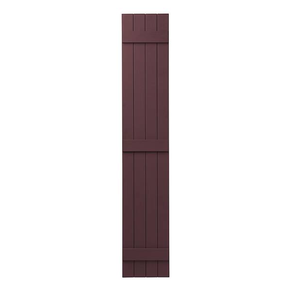 Ply Gem 15 in. x 75 in. Polypropylene 4-Board Closed Board and Batten Shutters Pair in Vineyard Red
