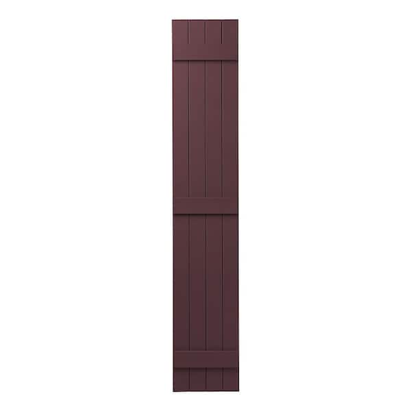 Ply Gem 15 in. x 81 in. Polypropylene 4 Board Closed Board and Batten Shutter Pair in Vineyard Red