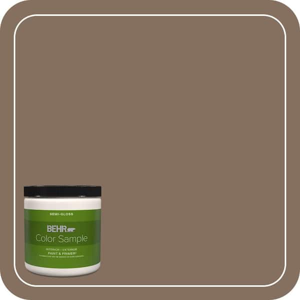 BEHR PREMIUM PLUS 8 oz. #N230-6 Whiskey Barrel Semi-Gloss Interior/Exterior Paint & Primer Color Sample